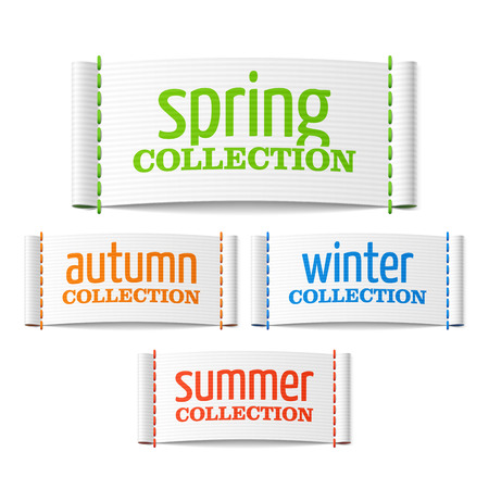Spring summer autumn and winter collection labelsのイラスト素材