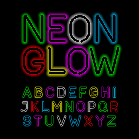 Neon glow alphabetのイラスト素材