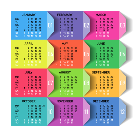 Calendar 2016. Week starts Monday.のイラスト素材