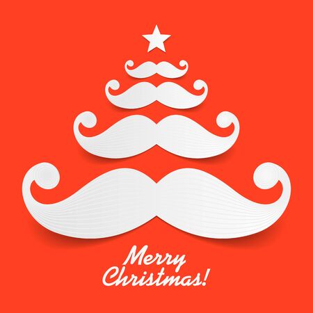Mustache Christmas tree greeting cardのイラスト素材