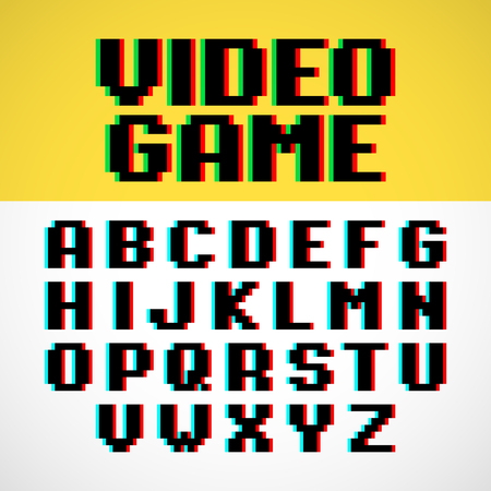 Video game pixel font with distortionのイラスト素材