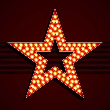 Broadway style light bulb star shapeのイラスト素材