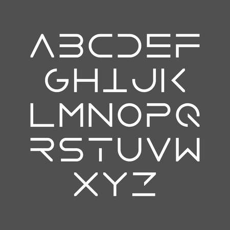 Thin line bold style uppercase modern font, typeface, minimalist style. Latin alphabet letters.のイラスト素材