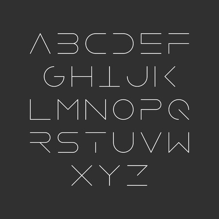 Extra thin line style, linear uppercase modern font, typeface, minimalist style. Latin alphabet letters.のイラスト素材