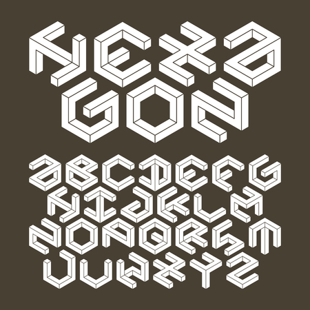 Hexagon alphabet made of shapesのイラスト素材