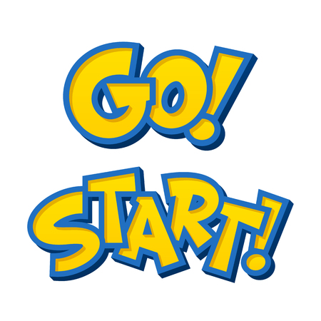 Smartphone game style lettering with phrases Go and Startのイラスト素材
