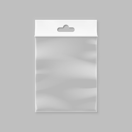 Vector white pocket bag with transparent window and hang slotのイラスト素材