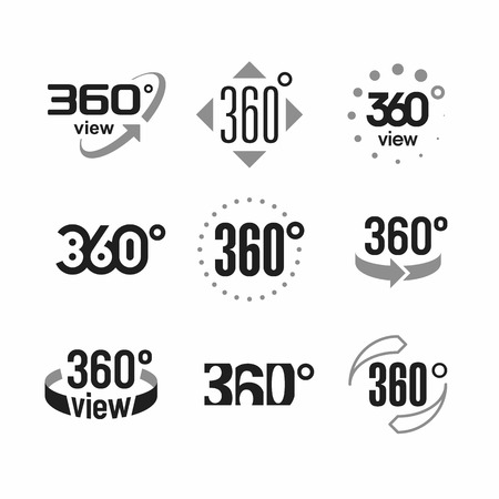 360 degrees view sign, icons setのイラスト素材