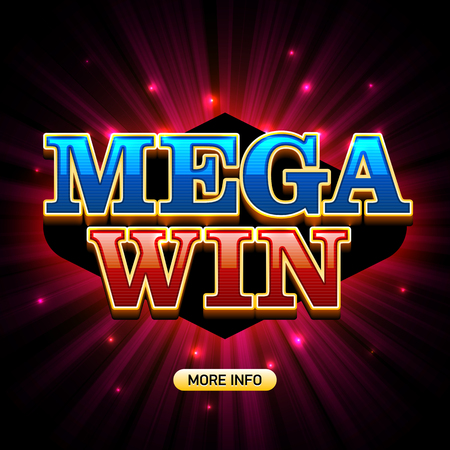 Mega Win banner for lottery or casino games such as poker, roulette, slot machines or card gamesのイラスト素材