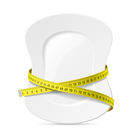 Plate with measuring tape, diet themeのイラスト素材
