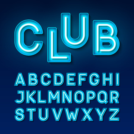 Broadway night club vintage style neon fontのイラスト素材