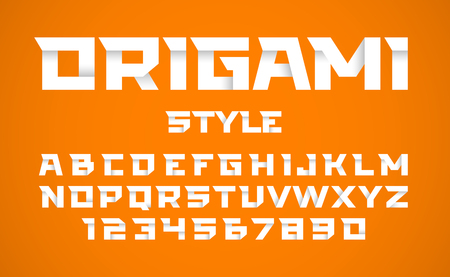 Origami style font. Alphabet and numbersのイラスト素材