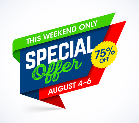 This weekend only special offer. Sale campaign banner design template, up to 75% offのイラスト素材