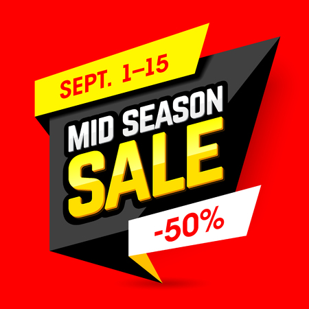 Mid Season Sale banner design template. Special offer, up to 50% off.のイラスト素材