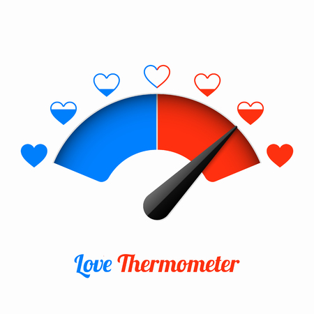 Love thermometer, Valentines Day card design element.