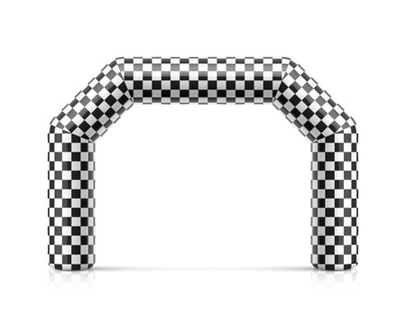 Inflatable finish line arch illustration. Inflatable archway template with checkered flagのイラスト素材