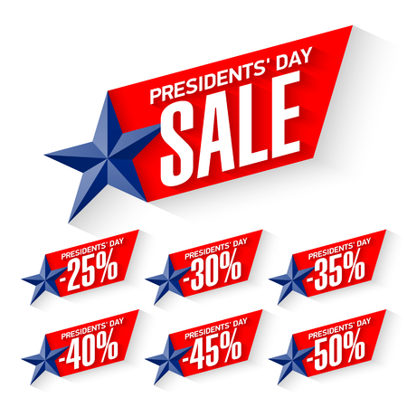 USA Presidents' Day sale discount labels.のイラスト素材