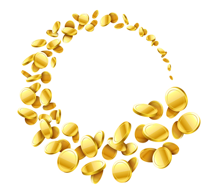 Flying around gold coins vector illustrationのイラスト素材