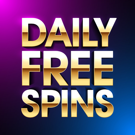 Daily Free Spins banner, no deposit bonus bright poster, gambling slot machine casino gamesのイラスト素材