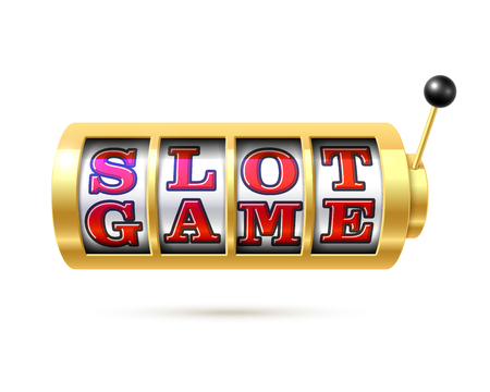 Slot machine with text slot game.のイラスト素材