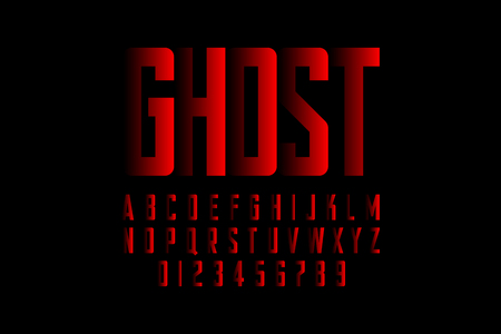 Modern font with shadow effect, alphabet and numbersのイラスト素材