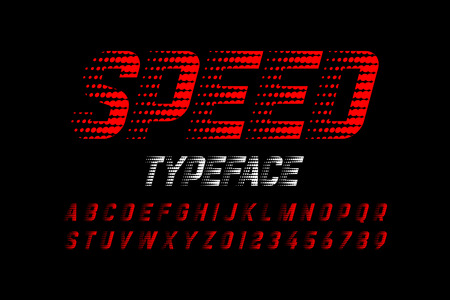 Speedy style font, alphabet and numbersのイラスト素材
