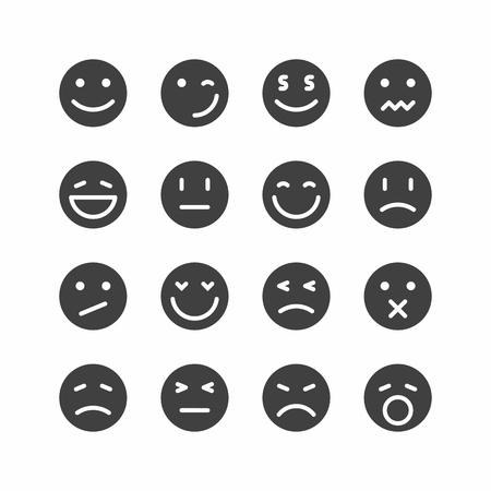 Emoticon icons, set of smiley emoji faces vector illustration.のイラスト素材