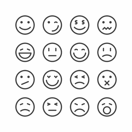 Emoticon icons, set of smiley emoji faces Vector illustration.のイラスト素材