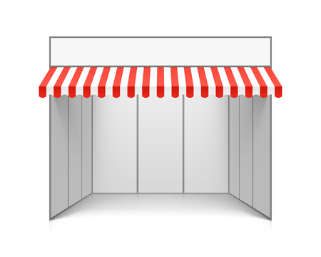 Blank trade exhibition booth system stand with awningのイラスト素材
