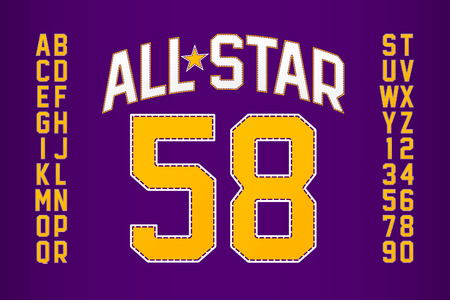 Sports uniform style font, alphabet and numbersのイラスト素材