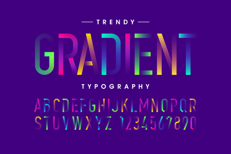 Modern Gradient font, alphabet and numbersのイラスト素材