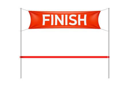 Finish line with red banner and ribbonのイラスト素材