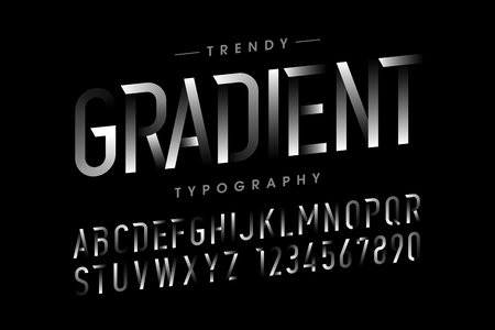 Modern Gradient font, alphabet and numbersのイラスト素材