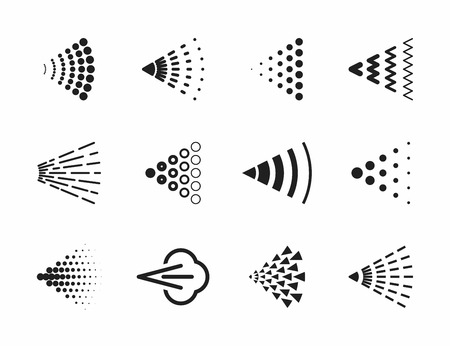 Spray icons set for water, perfume, paint or deodorant sprayのイラスト素材