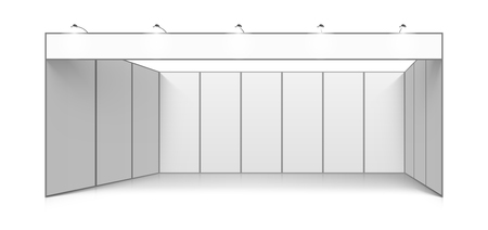 Blank white trade exhibition booth system standのイラスト素材