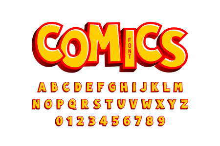 Comics style font, alphabet letters and numbersのイラスト素材
