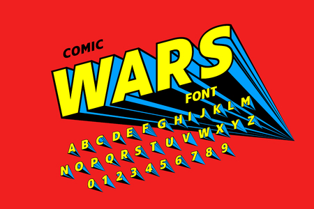 Comics style font design, alphabet letters and numbersのイラスト素材