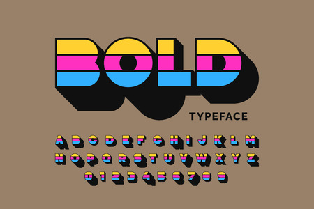 Modern bold typeface font design, alphabet letters and numbersのイラスト素材