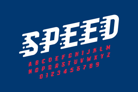 Speed style retro font design, alphabet letters and numbersのイラスト素材