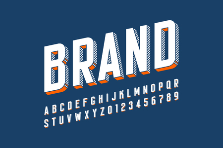 Modern bold 3d font design, alphabet letters and numbersのイラスト素材