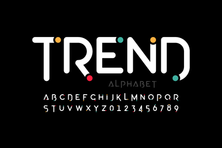 Modern font design, trendy alphabet letters and numbersのイラスト素材