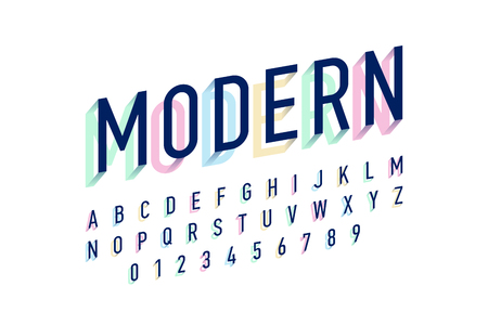 Modern font design, alphabet letters and numbersのイラスト素材