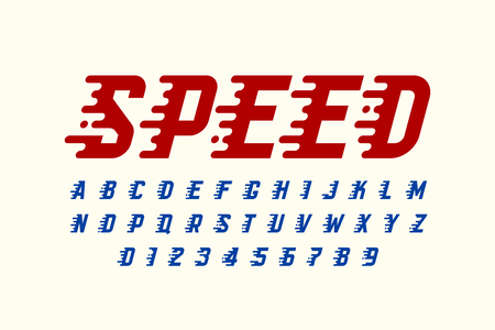 Speed style retro font design, alphabet letters and numbersのイラスト素材