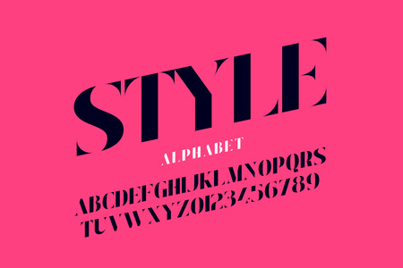 Fashion industry style font design, alphabet letters and numbersのイラスト素材