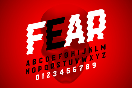 Trembling font design, Halloween style alphabet letters and numbersのイラスト素材