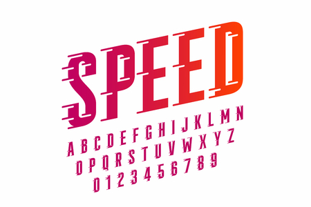 Speed style font, alphabet and numbersのイラスト素材