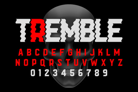 Trembling font design, Halloween style alphabet letters and numbersのイラスト素材