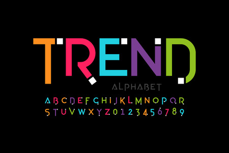 Modern font design, trendy alphabet letters and numbersのイラスト素材