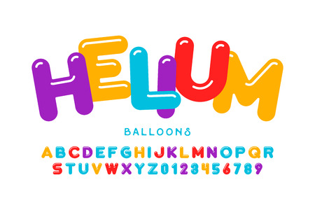 Party balloons style font design, helium balloons alphabet letters and numbersのイラスト素材