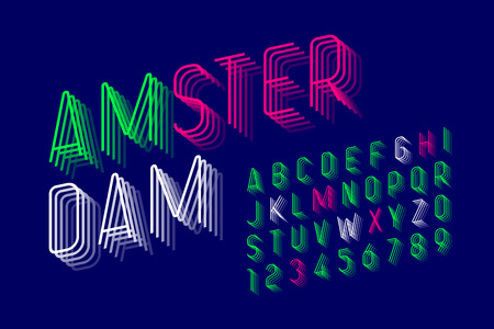 Thin modern font design, alphabet letters and numbersのイラスト素材